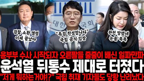 윤석열 김건희 수사 시작되자 오른팔들 줄줄이 배신 시작됐다 윤석열 뒤통수 제대로 터졌다 저게 지금 뭐하는거야 국힘