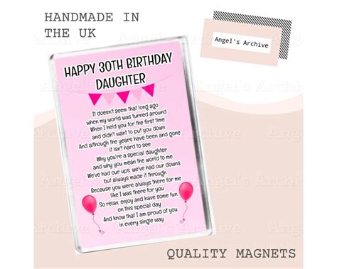 Happy 30th Birthday Daughter Large Fridge Magnet Cute Etsy