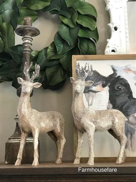 Christmas Reindeer Statue Holiday Table Centerpiece Deer Etsy