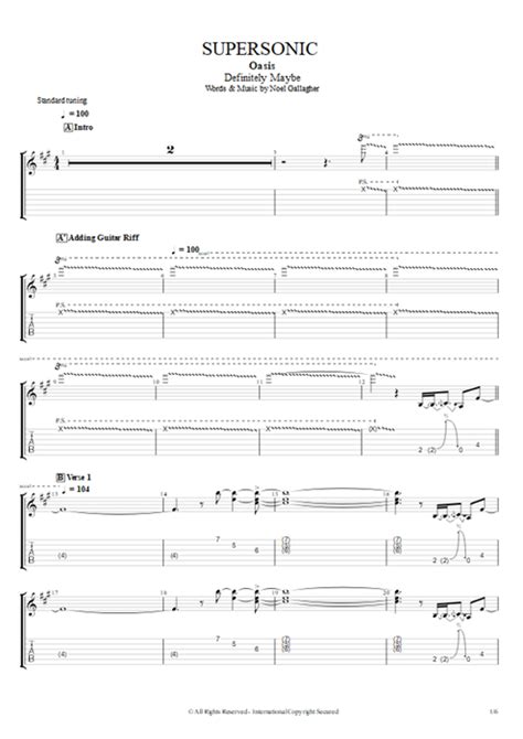 Supersonic Tab By Oasis Guitar Pro Guitars Bass Backing Track