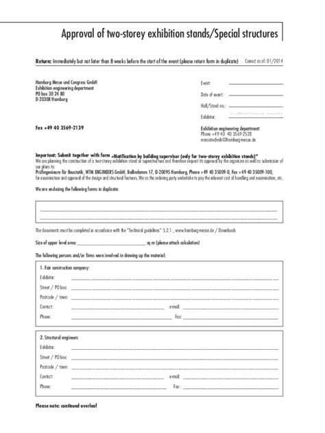 Fillable Online Application F Or A Stand Constructio N Authorisation