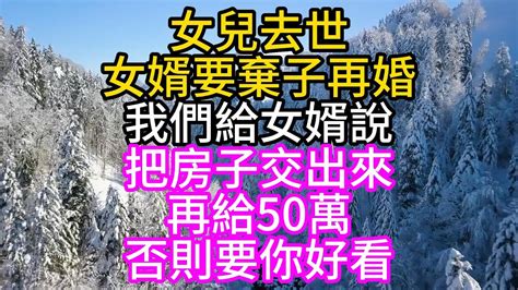 女兒去世，女婿要棄子再婚，我們給女婿說，把房子交出來，再給50萬，否則要你好看 深夜讀書 中老年幸福人生 美麗人生 幸福生活 幸福人生 中老年生活 為人處世 生活經驗 情感故事 Youtube