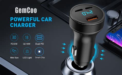 W Caricabatteria Auto Usb C Accendisigari Adattatore Doppio Pd Qc