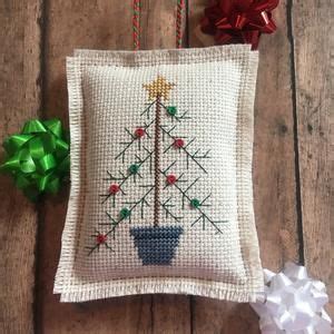 Cross Stitch Button Tree Christmas Ornament Folk Art Tree Decor