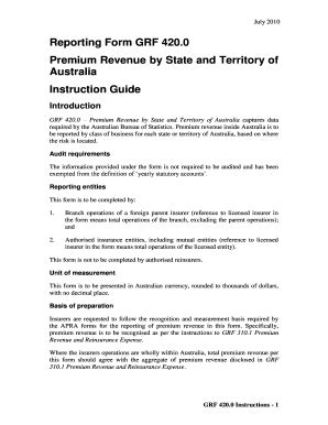 Fillable Online Apra Gov Reporting Form GRF 4200 Premium Revenue By