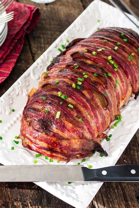 Bacon Wrapped Cheese Stuffed Meatloaf Olivias Cuisine