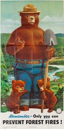 Smokey The Bear Poster 1958 Artist Rudy Wendelin Smokey The Bears Vintage Posters Forest Fire