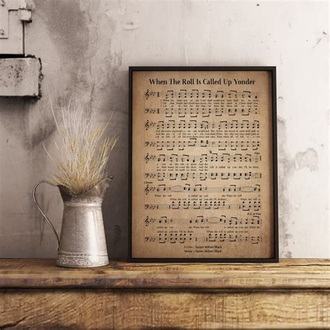 When The Roll Is Called Up Yonder Vintage Hymn Wall Art Print Etsy