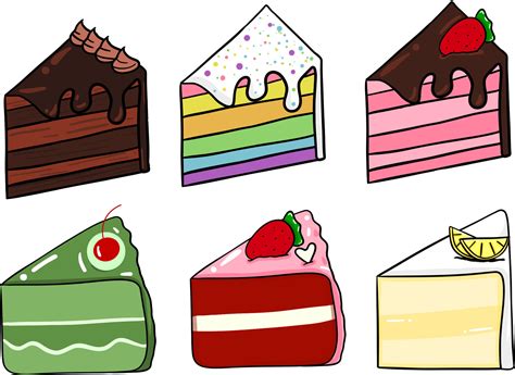 Slice Of Cake Illustrations Cute Kawaii Cake Slices 29375426 Vector Art