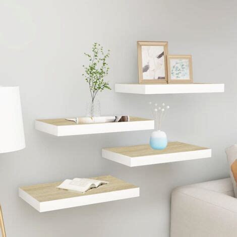 Furniture Limited Estantes Flotantes Pared Uds Mdf Roble Y