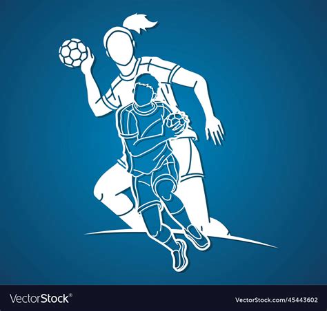 Handball Sport Male And Female Players Team Vector Image