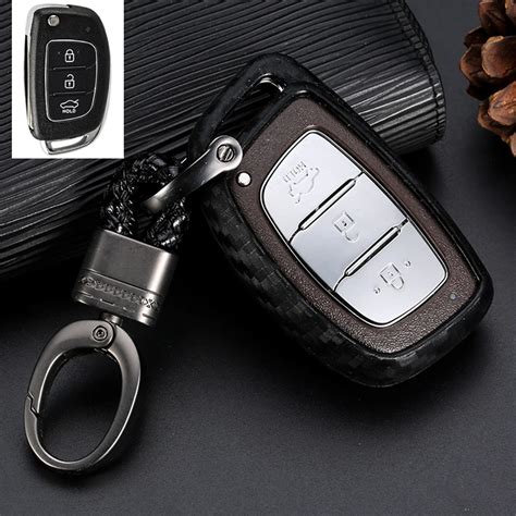 OkeyTech Carbon Fiber Silicone Car Key Case Keychain Cover For Hyundai