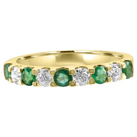 Customizable Emerald White Diamond Round 18k Yellow Gold 9 Stone