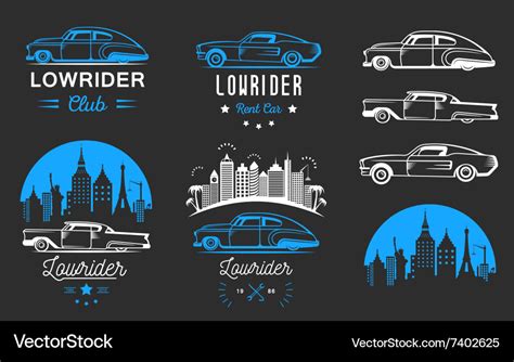 Set vintage lowrider logo badge and sign Vector Image