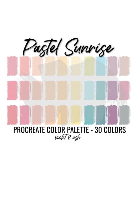 Pastel Sunrise Procreate Palette Color Chart Pastel Procreate Ipad Procreate Digital Download