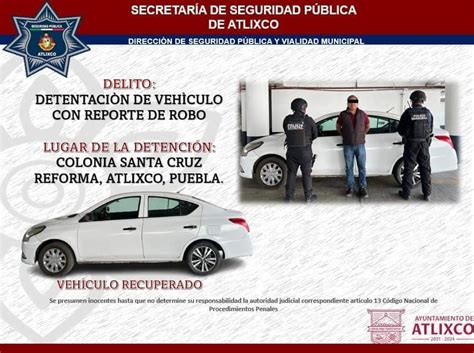 Detiene Seguridad Pública Atlixco a sujetos por varios delitos