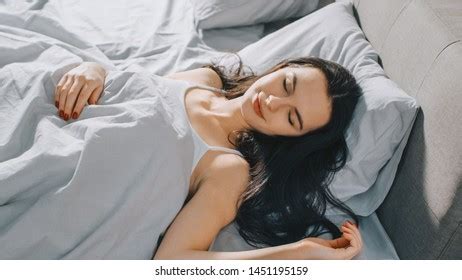 Sexy Beautiful Brunette Woman Lying Bed Foto Stok 735758140 Shutterstock