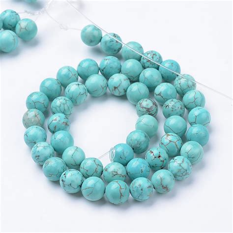 Blue Turquoise Beads | Round Natural Gemstone Loose Beads | Sold by 15 Inch Strand | Size 4mm ...