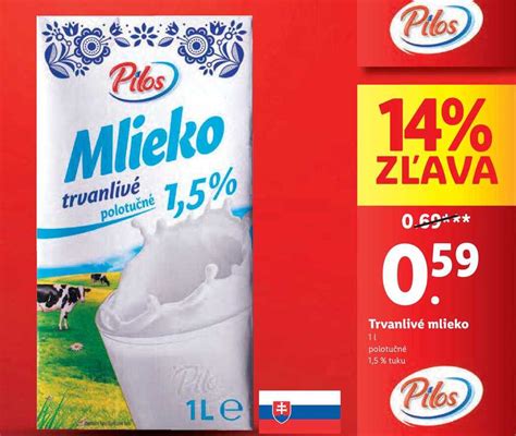 Pilos Mlieko 1 5 trvanlivé polotučné 1L v akcii Zlacnene sk