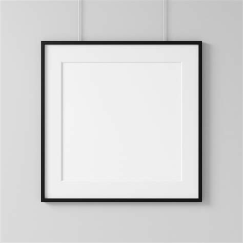 Premium Photo White Square Poster With Black Frame Mockup Hanging On