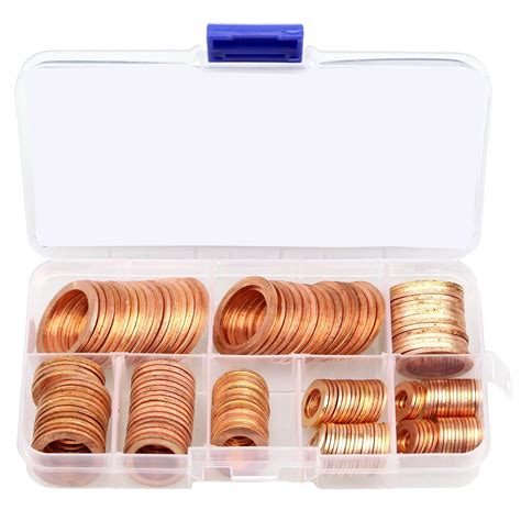 150Pcs 8 Sizes Copper Metric Sealing Washers Assortment Set-in Washers from Home Improvement on ...