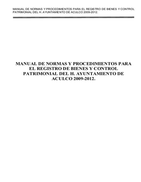 Manual De Normas Y Procedimientos Para El Registro De Bienes