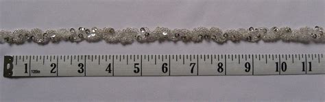 Beaded Trim | 1/2" wide | Silver Beads, Swirl Design | Lace & Co.