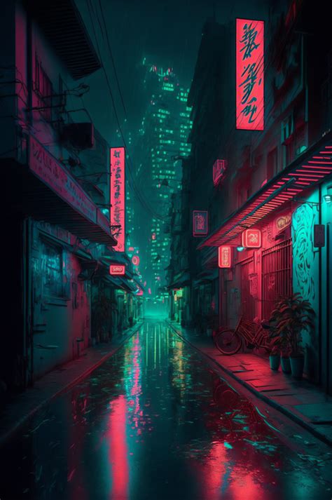 Wallpaper Ai Art Cyberpunk City Street Neon 2912x1632 Alx