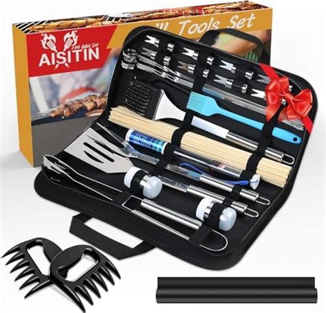 AISITIN 25PCS Bbq Accessories Stainless Steel Grilling Set With