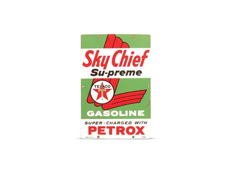 Texaco Sky Chief Porcelain Pump Sign Auburn Memorabilia Auction Rm