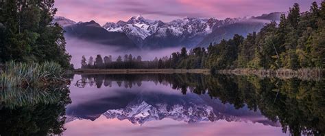 Lake Matheson Wallpaper 4K, Aesthetic, New Zealand, Landscape