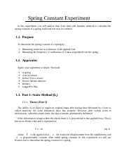 01.Spring Constant Experiment.docx - Spring Constant Experiment In this ...