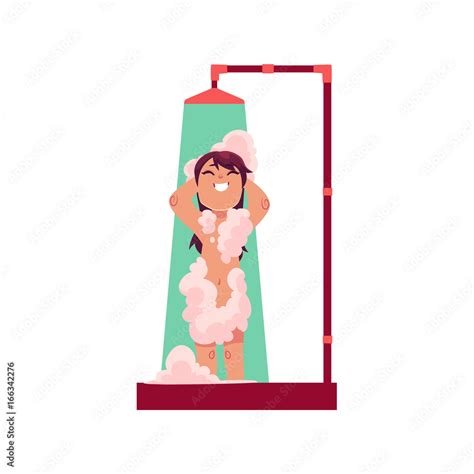 Cartoon Girl Taking Shower