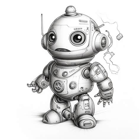 Premium AI Image | drawing of a robot with a cigarette in his hand ...