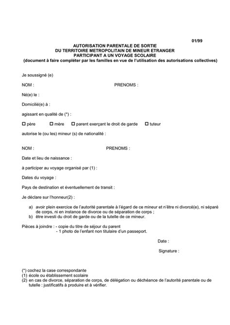 Autorisation parentale téléchargement gratuit documents PDF Word et