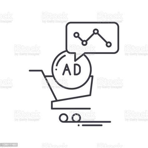 광고 통계 아이콘 선형 격리 일러스트레이션 씬 라인 벡터 웹 디자인 사인 흰색 배경에 편집 가능한 스트로크가 있는 개요 개념