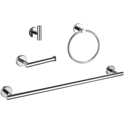 Polished Chrome Bathroom Hardware Set With Ring 18 Inch Towel Bar