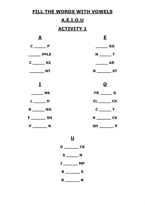 ACTIVITY 1 VOWELS | Charan's Group of Educational Institutions