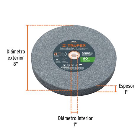 Rueda abrasiva p esmeril 8 X 1 óxido de aluminio grano 60 Copas y