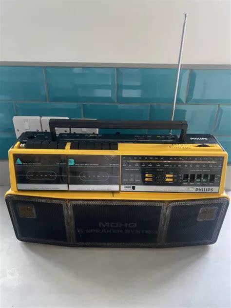 Retro Vintage Philips Yellow D 8304 Boombox Ghetto Blaster Twin Cassette Player £8999 Picclick Uk