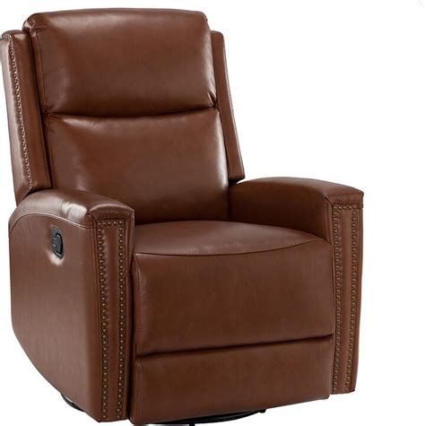 Art Of Living Designs Hilario Wide Genuine Leather Swivel Rocker