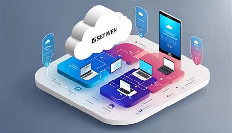 Cloud Service Isometric Flowchart Premium Ai Generated Image