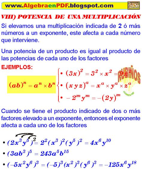 Potencia De Una Multiplicacion Ejemplos Y Ejercicios Resueltos De Exponentes