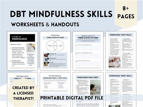 Dbt Skills Training Worksheets And Handouts Mindfulness Dbt Etsy