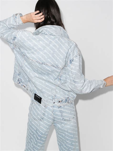 Shop Alexander Wang Falling Back Logo Print Denim Jacket With Express