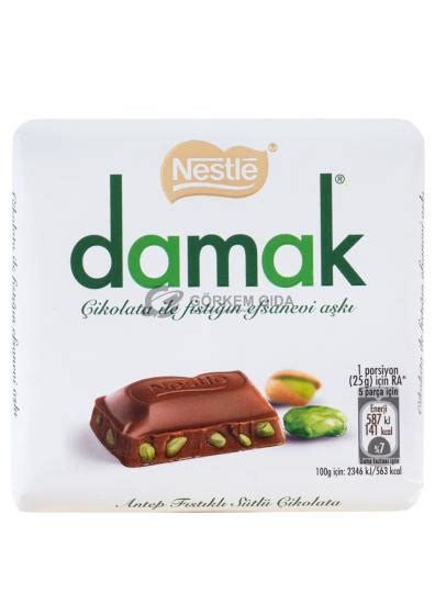 Nestle Damak Antep Fıstıklı Sütlü Kare Çikolata 60 Gr KOLİ 144 Adet