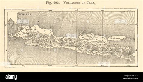 Volcanes De Java Indonesia Pequeño Croquis 1886 Plan Antigua Gráfico