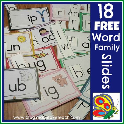 Word Family Sliders Printable