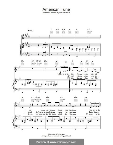 American Tune (Eva Cassidy) by P. Simon - sheet music on MusicaNeo