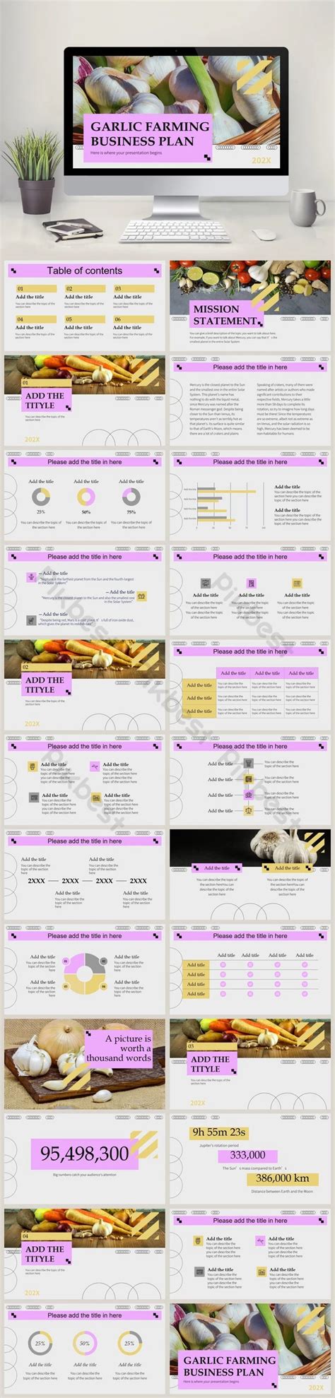 Garlic Farming Business Plan Gray Powerpoint Pptx Template Free